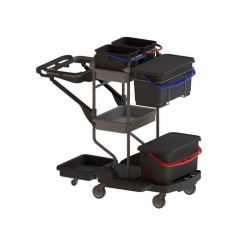 Chariot de nettoyage RWW4 avec presse, 4 seaux et sac poubelle, wipeket