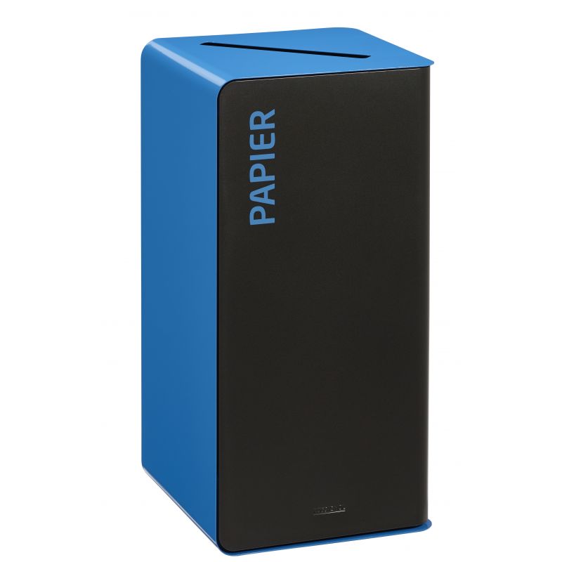 Poubelle de tri sélectif papier en métal gris bleu Cubatri Rossignol 40L