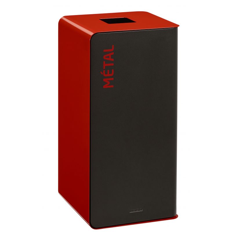 Poubelle de tri métaux en acier gris rouge Cubatri Poubelle de tri métaux en acier gris rouge Cubatri