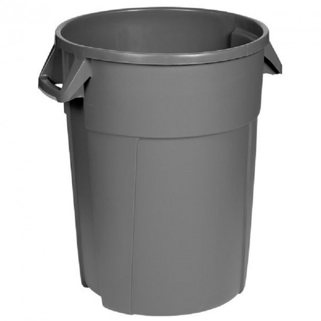 Poubelle de tri sélectif ronde en plastique gris 80L