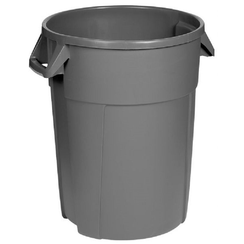 Poubelle de tri sélectif ronde en plastique gris 80L