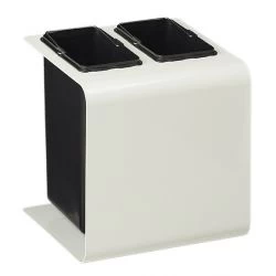 Poubelle de tri sélectif 2 bacs en métal blanc Tribu