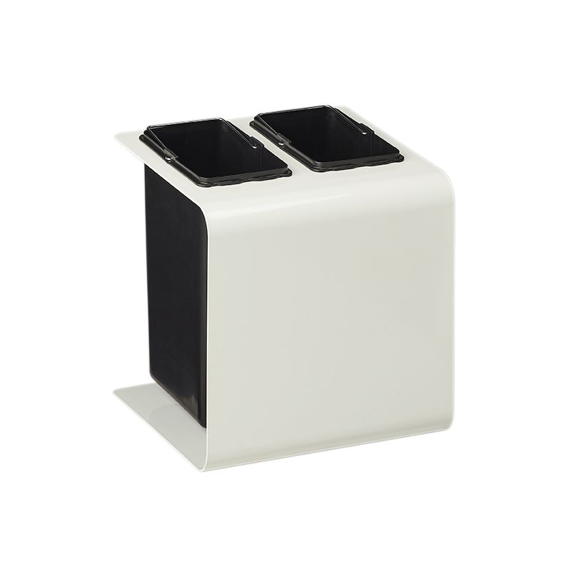 Poubelle de tri sélectif 2 bacs en métal blanc Tribu Poubelle de tri sélectif 2 bacs en métal blanc Tribu