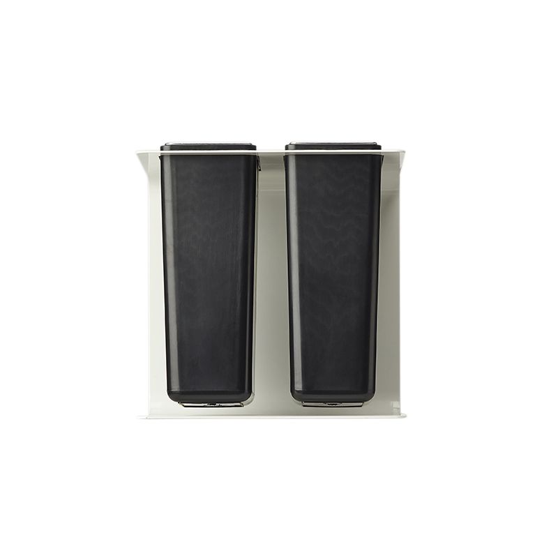Poubelle de tri sélectif 2 bacs en métal blanc Tribu Poubelle de tri sélectif 2 bacs en métal blanc Tribu