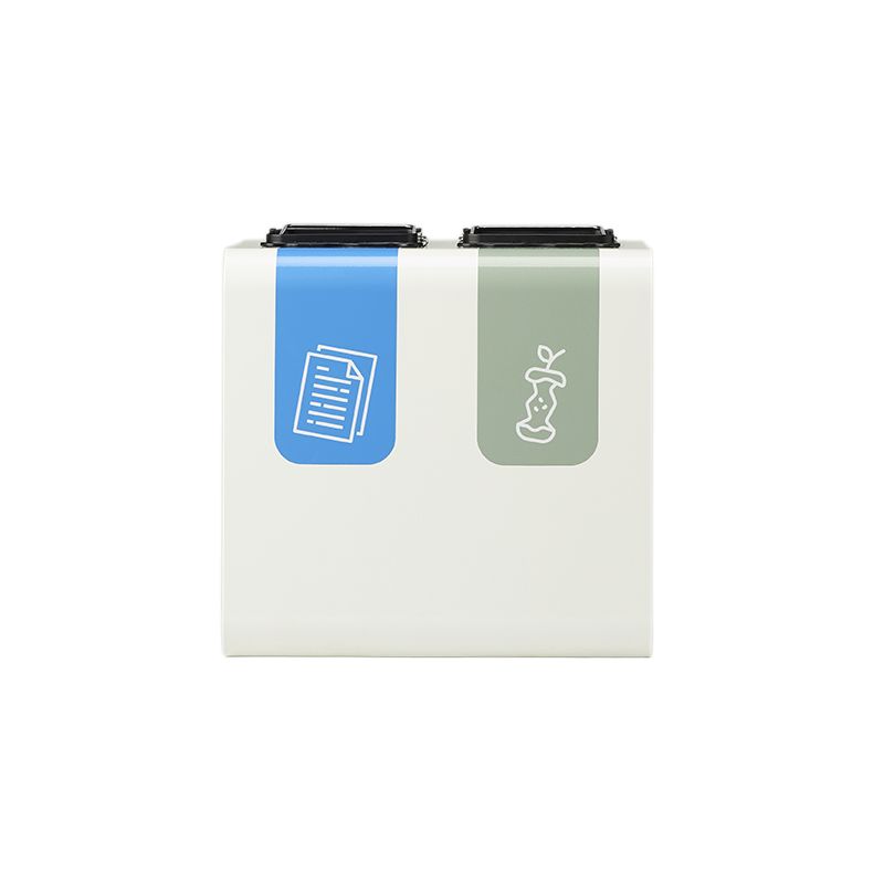 Poubelle de tri sélectif 2 bacs en métal blanc Tribu Poubelle de tri sélectif 2 bacs en métal blanc Tribu