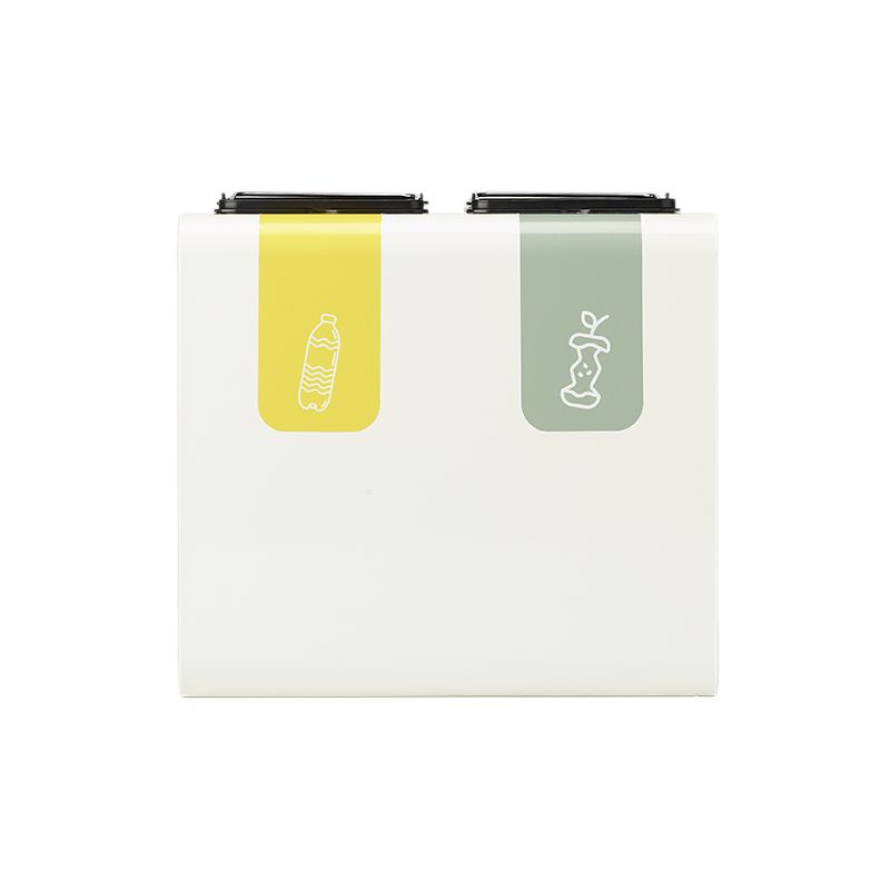 Poubelle de tri sélectif 2 bacs en métal blanc Tribu Poubelle de tri sélectif 2 bacs en métal blanc Tribu