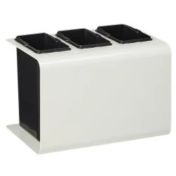 Poubelle de tri 3 bacs en acier blanc Tribu