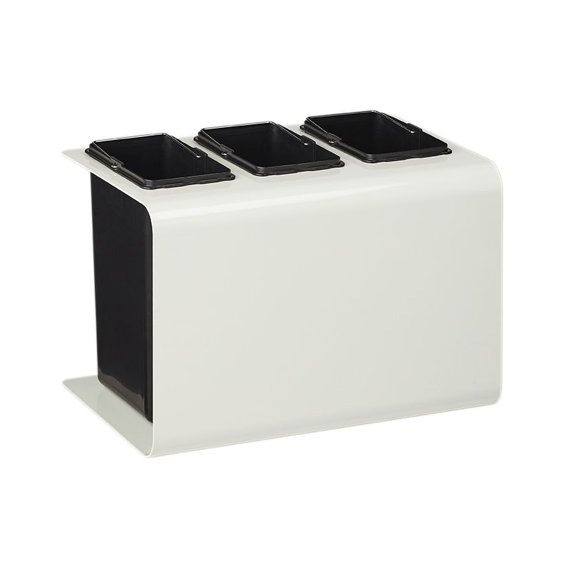 Poubelle de tri sélectif 3 bacs en acier blanc Tribu Poubelle de tri sélectif 3 bacs en acier blanc Tribu