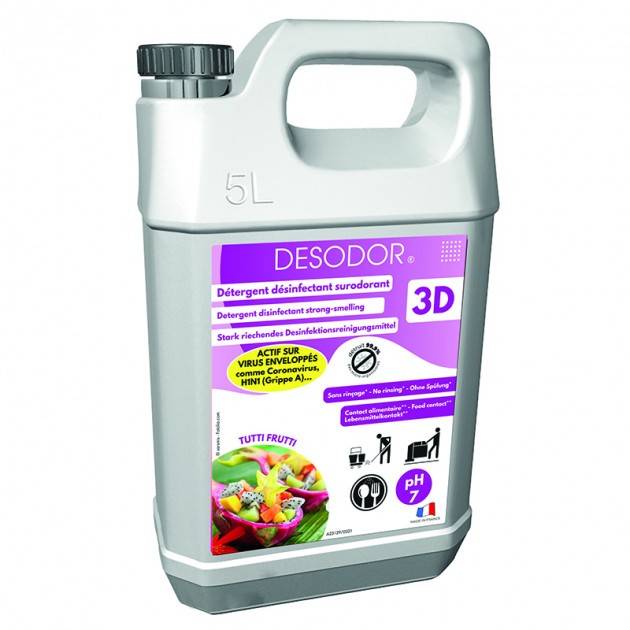 Surodorant désinfectant Desodor 3D Tutti Frutti bidon de 5 L EN 14476
