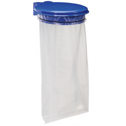 Support sac poubelle mural avec couvercle 110 L Bleu
