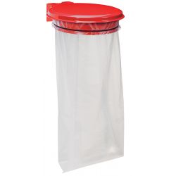 Support sac poubelle mural avec couvercle 110 L Rouge