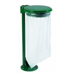 Support sac poubelle sur pied platine avec couvercle 110 L Ecollecto vert