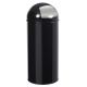 Poubelle ronde Push d\'intérieur acier noir 45 L Rossignol