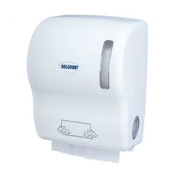 Distributeur essuie-mains autocoupant pour rouleau DELCOURT blanc