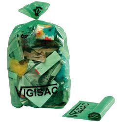 Sac poubelle Vigipirate vert translucide NF 110 L - carton de 200