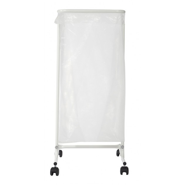 Support sur pied de sac poubelle mobile acier blanc 110 L  Rossignol