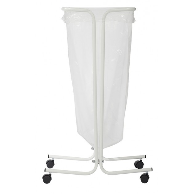 Support sur pied de sac poubelle mobile acier blanc 110 L  Rossignol