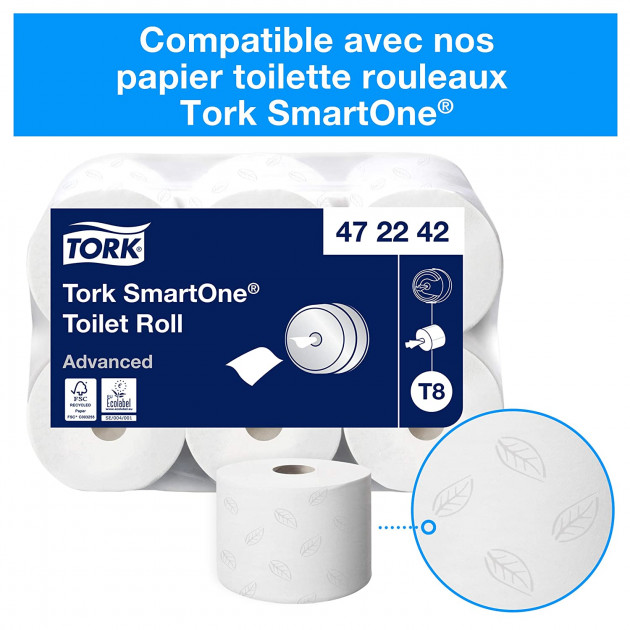 Distributeur de papier toilette rouleau blanc SmartOne Tork T8