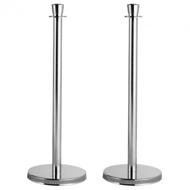 2 poteaux de guidage à corde tête plate chrome 2 poteaux de guidage à corde tête plate chrome