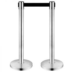 2 poteaux de guidage chromés à sangle rétractable noire