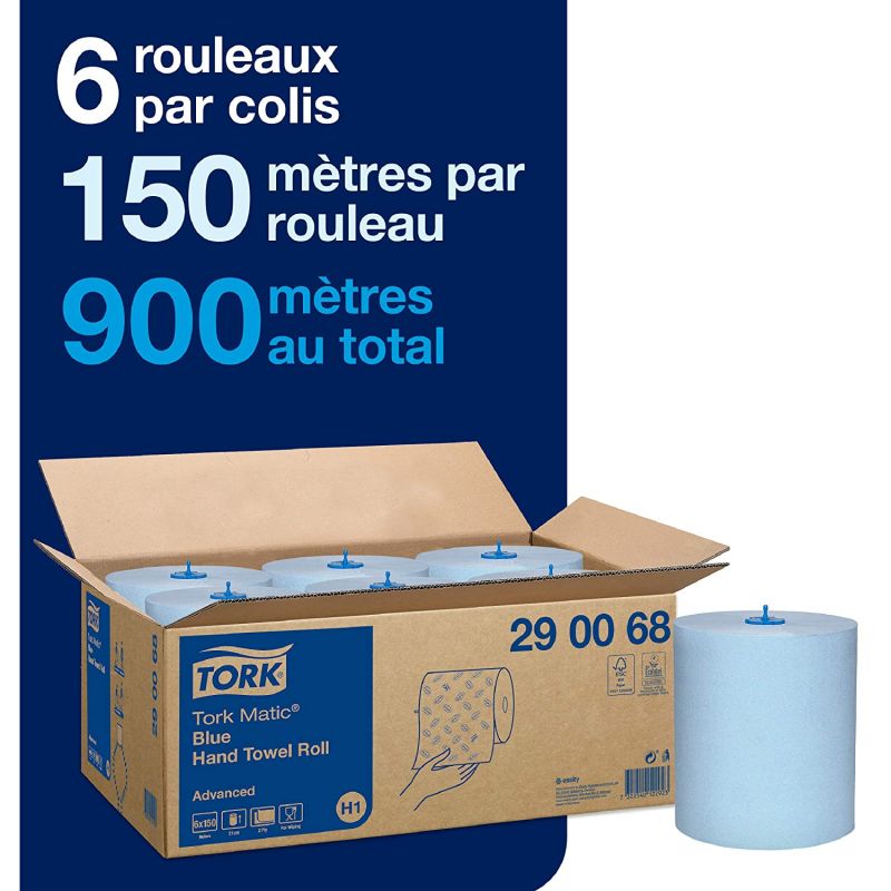 Essuie mains bleu Tork matic H1 advanced - 6 rouleaux 150 m Essuie mains bleu Tork matic H1 advanced - 6 rouleaux 150 m
