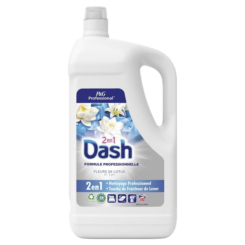 DASH 2 en 1 - Lessive en poudre - Parfum lotus et lys - Baril de