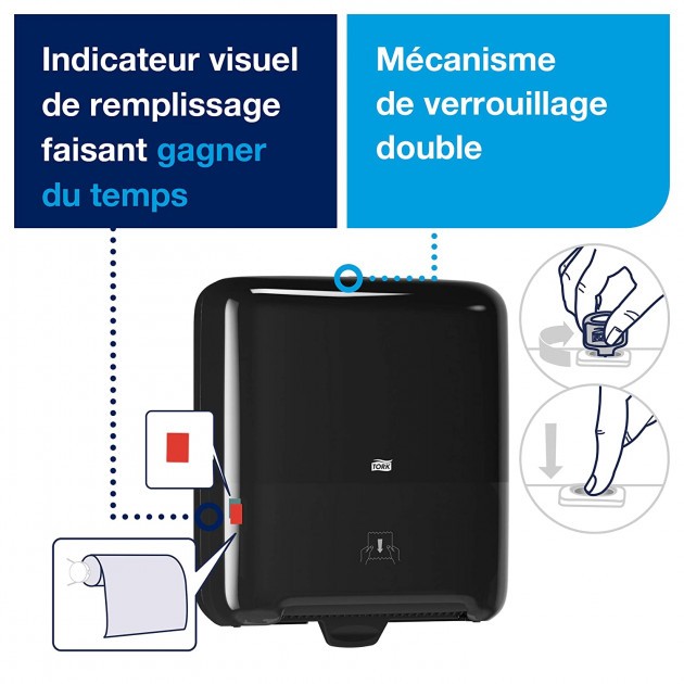 Distributeur essuie mains manuel noir H1 Tork Matic Distributeur essuie mains manuel noir H1 Tork Matic