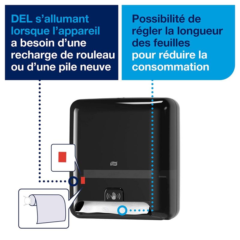 Distributeur essuie mains automatique noir H1 Tork Matic Distributeur essuie mains automatique noir H1 Tork Matic
