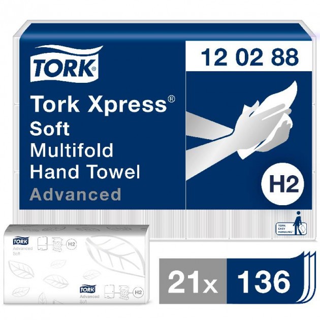 Essuie-mains pliage en M Tork X-Press - colis de 21 paquets de 136 feuilles