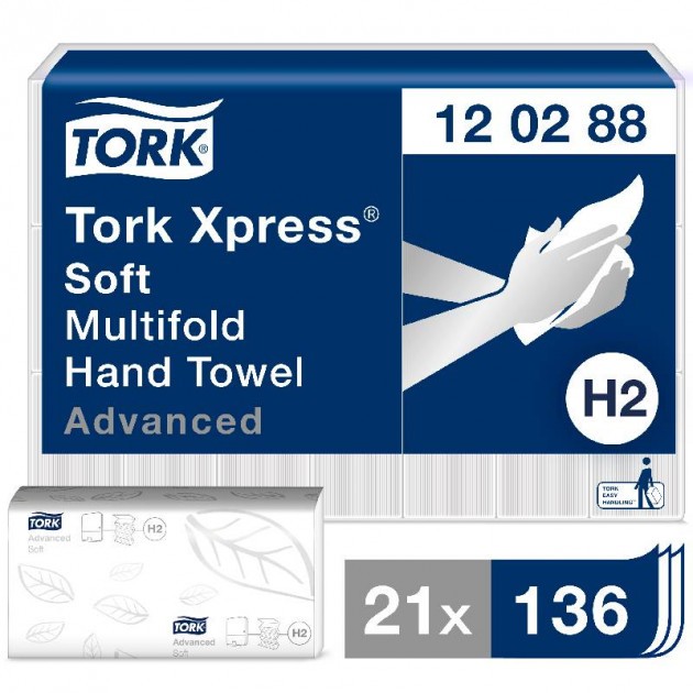 Essuie-mains pliage en M Tork X-Press - colis de 21 paquets de 136 feuilles Essuie-mains pliage en M Tork X-Press - colis de 21 paquets de 136 feuilles