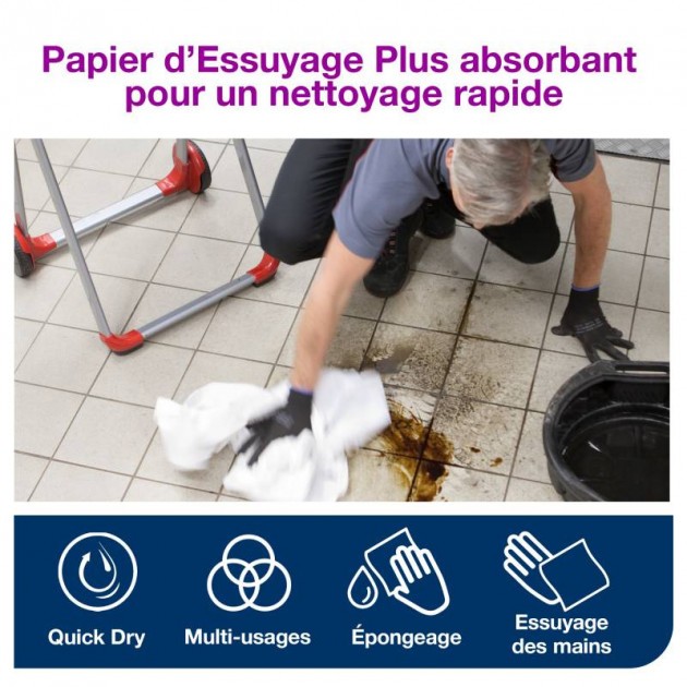 Bobine d'essuyage Advanced Wiper 420 Tork W1/W2 - colis de 2 bobines de 750 feuilles