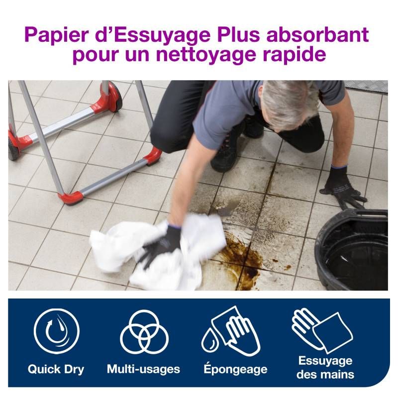 Bobine d'essuyage Advanced Wiper 420 Tork W1/W2 - colis de 2 bobines de 750 feuilles