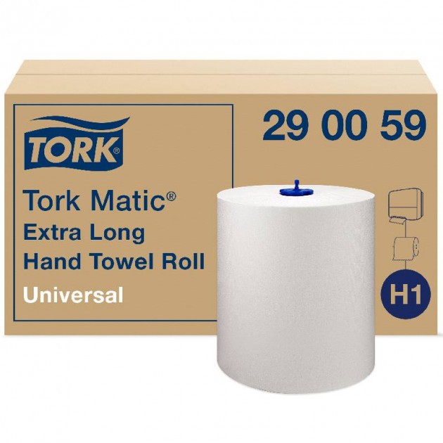 Essuie-mains 1 pli blanc extra long Tork 280 m  H1 - colis de 6 bobines