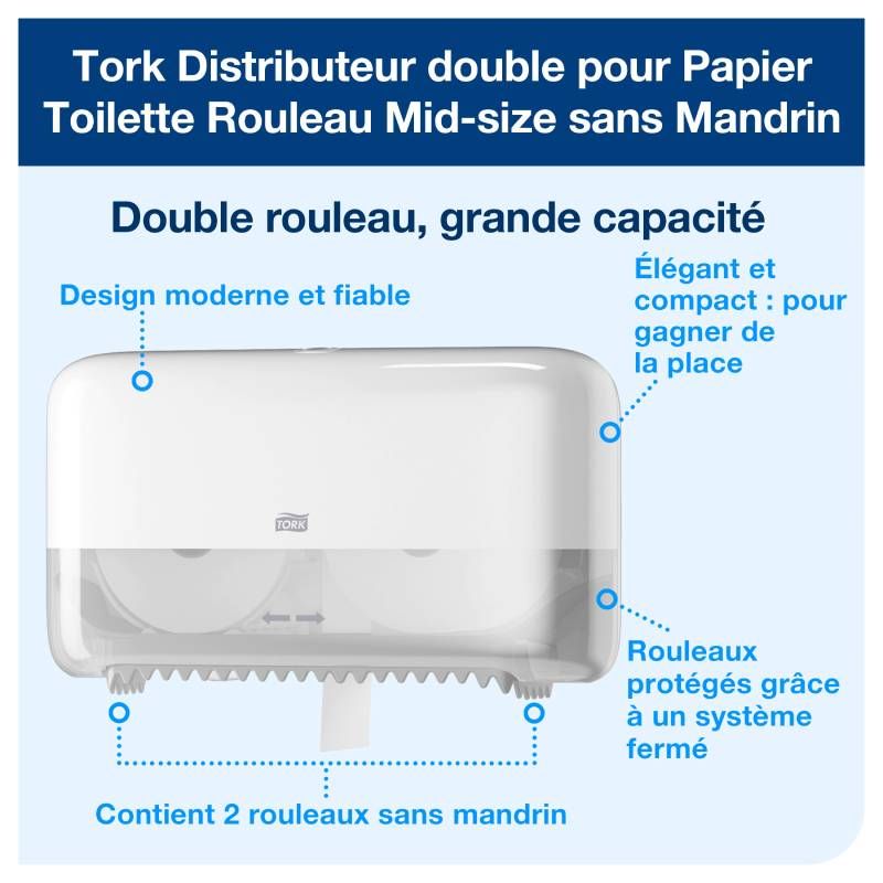 Distributeur pour papier toilette sans mandrin mid size Distributeur pour papier toilette sans mandrin mid size