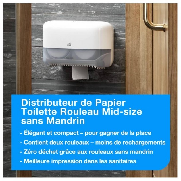 Distributeur pour papier toilette sans mandrin mid size Tork T7 Distributeur pour papier toilette sans mandrin mid size Tork T7