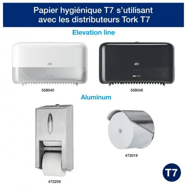Tork Papier toilette rouleau Mid-size sans mandrin Advanced Naturel - 2  plis, 471255, Papier toilette, Recharges