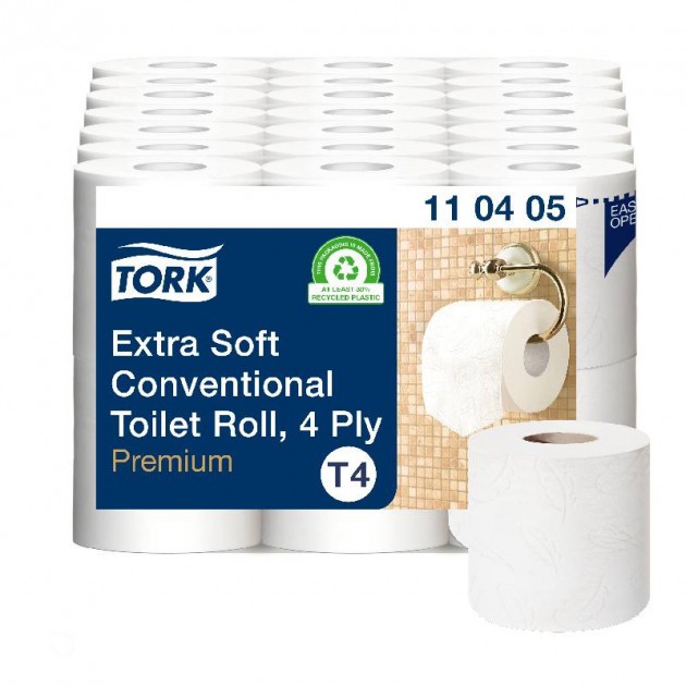 Papier toilette blanc extra doux Premium 4 plis Écolabel Tork T4 - lot de 6 Papier toilette blanc extra doux Premium 4 plis Écolabel Tork T4 - lot de 6