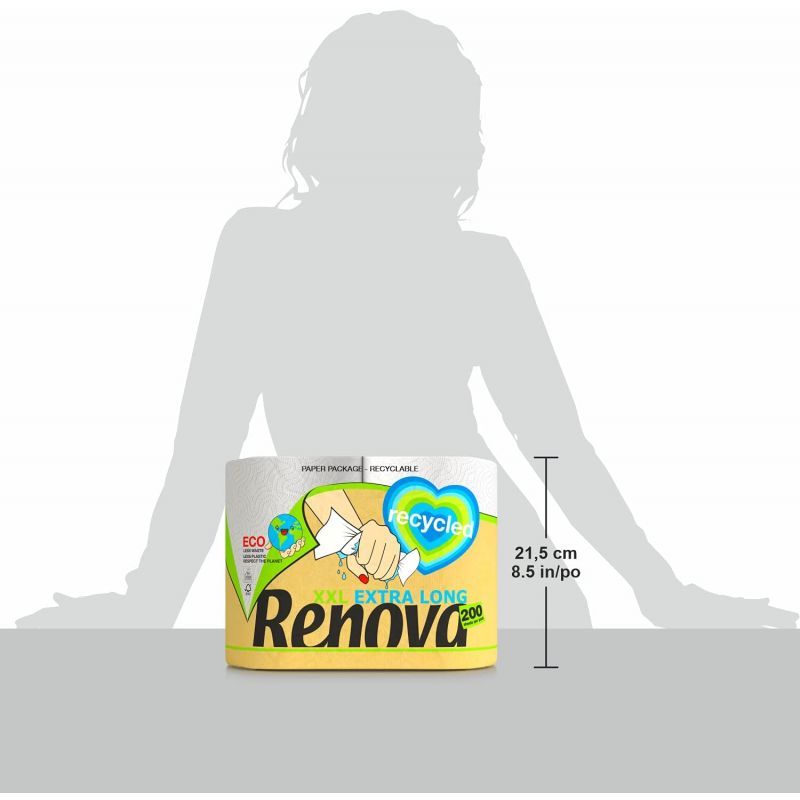 Essuie tout recyclé 2 plis Renova 24 rouleaux Essuie tout recyclé 2 plis Renova 24 rouleaux