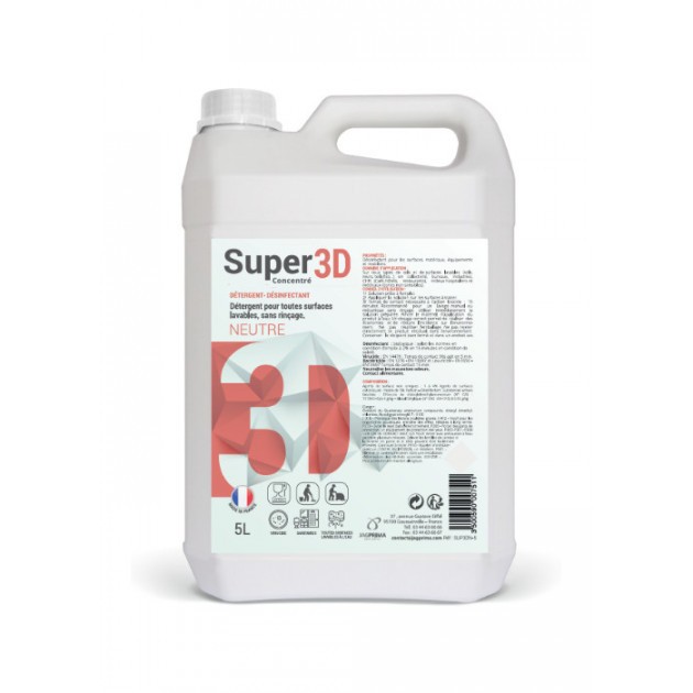 Détergent-désinfectant sans rinçage bactéricide, virucide, levuricide SUPER 3D 5 L