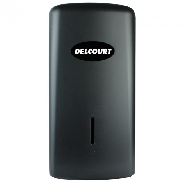 Distributeur papier toilette en paquets pliage Z noir face Distributeur papier toilette en paquets pliage Z noir face