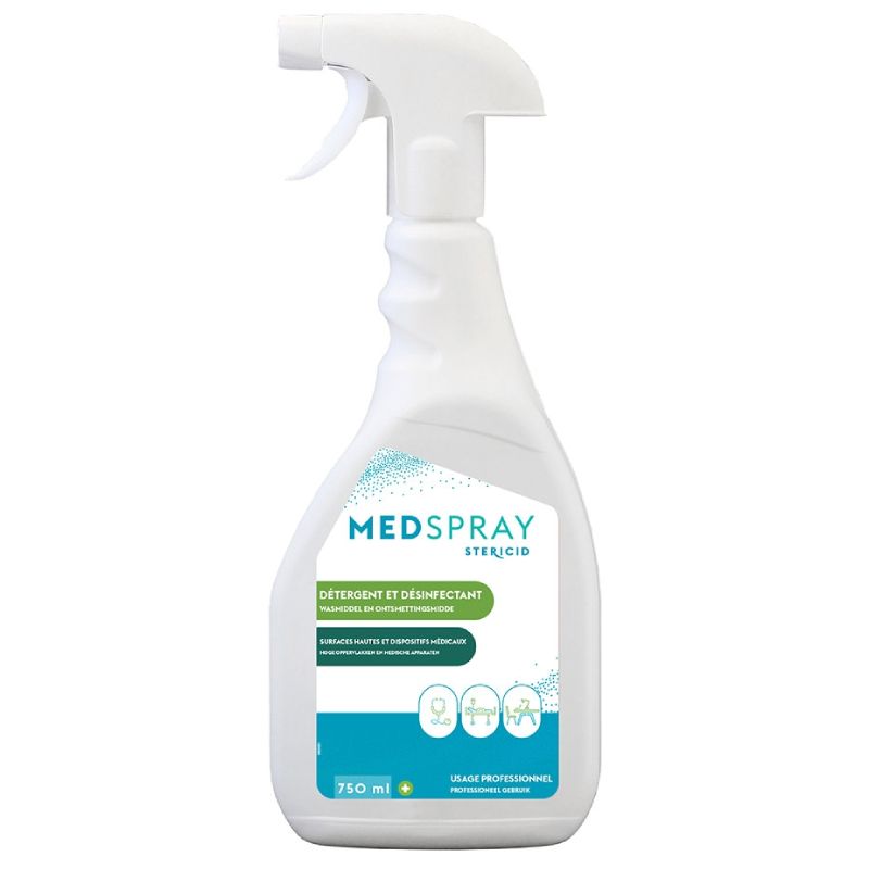 Spray détergent désinfectant sans alcool - Surfaces et dispositifs médicaux  - ROBEMED - Spray nettoyants désinfectants EN 14476 - Robé vente matériel  médical