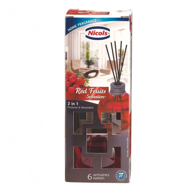 Diffuseur de parfum à bâtonnets désodorisant fruits rouge Nicols Diffuseur de parfum à bâtonnets désodorisant fruits rouge Nicols