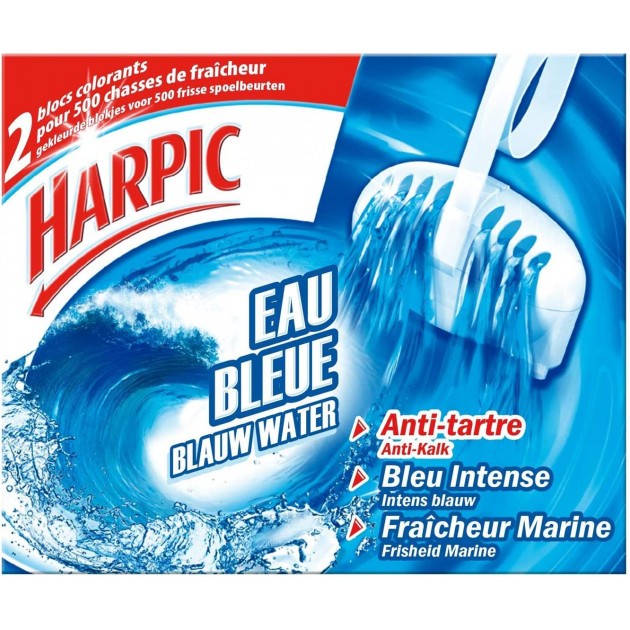Bloc cuvette WC eau bleue désodorisant antitartre Harpic