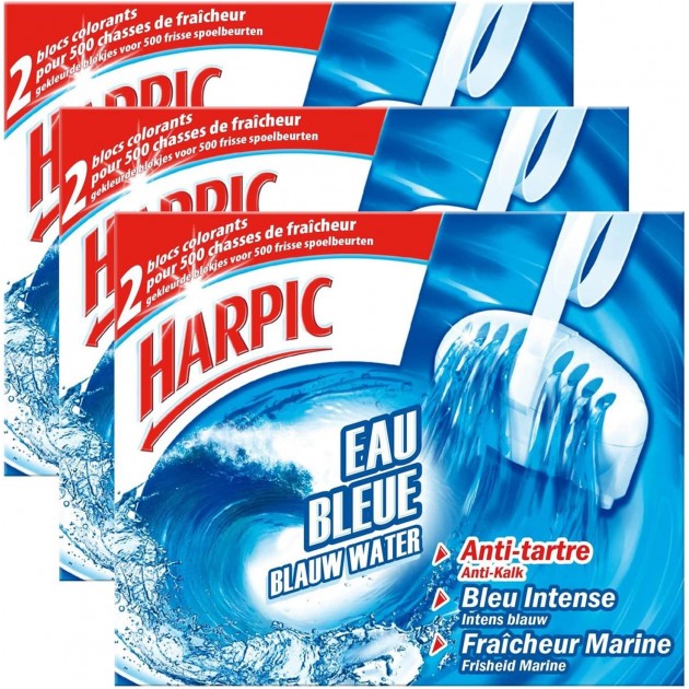 Bloc cuvette WC eau bleue désodorisant antitartre Harpic