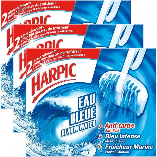 Bloc cuvette WC eau bleue désodorisant antitartre Harpic