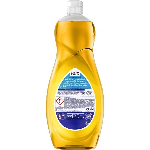 Liquide vaisselle mains citron 750 ml Paic - lot de 3 Liquide vaisselle mains citron 750 ml Paic - lot de 3
