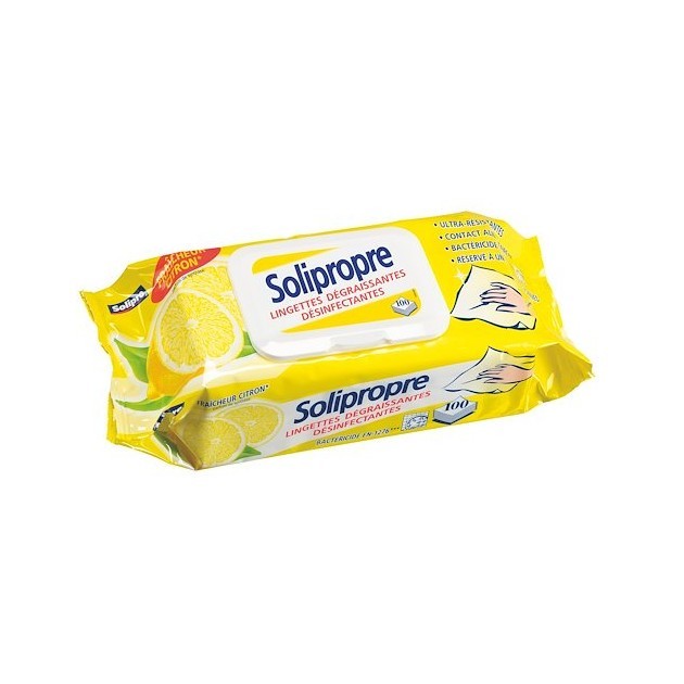 Lingettes dégraissante désinfectantes HACCP citron x100 Lingettes dégraissante désinfectantes HACCP citron x100
