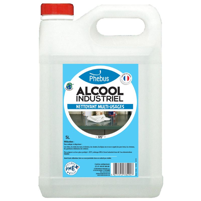Alcool industriel dénaturé 95° multifonctions en promo bidon de5 L Alcool industriel dénaturé 95° multifonctions en promo bidon de5 L