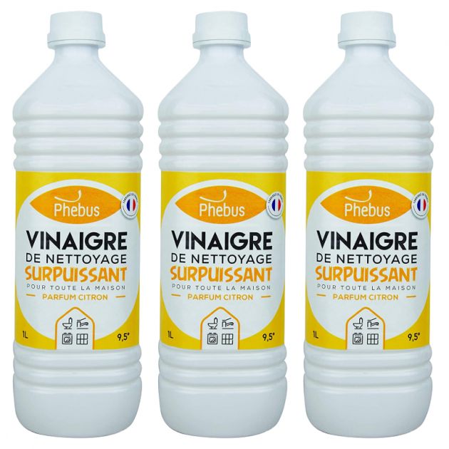 Vinaigre ménager 9° parfum citron 1L - Lot de 3