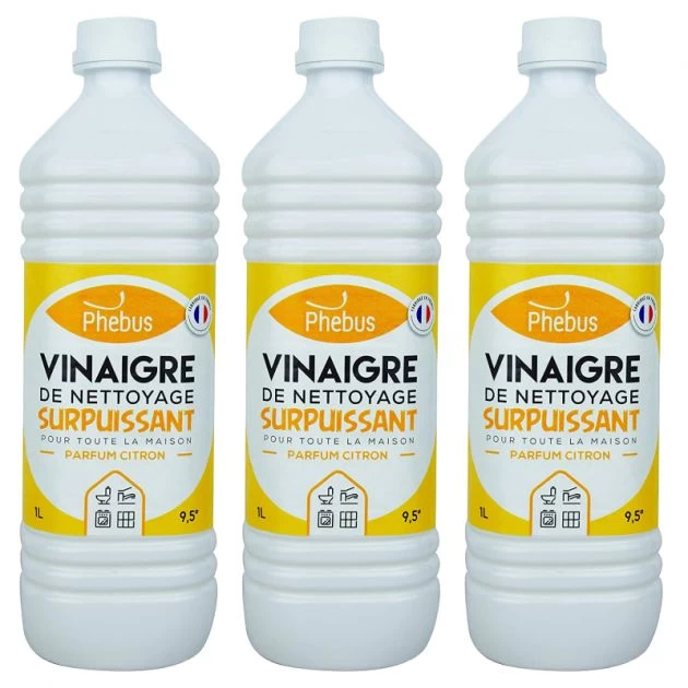 Vinaigre ménager 9° parfum citron 1L - Lot de 3